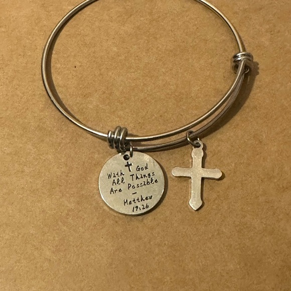 “ With God, all things are possible.” Timeless piece with cross and Bible verse - Picture 1 of 4